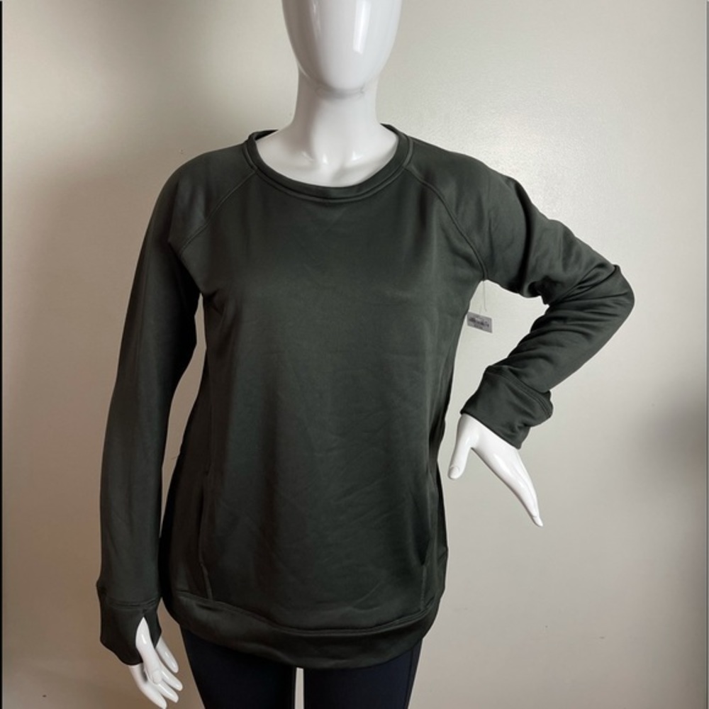 ⭐️Xersion‎ Womens Crew Neck Long Sleeve Pullover Sweater color peat forest